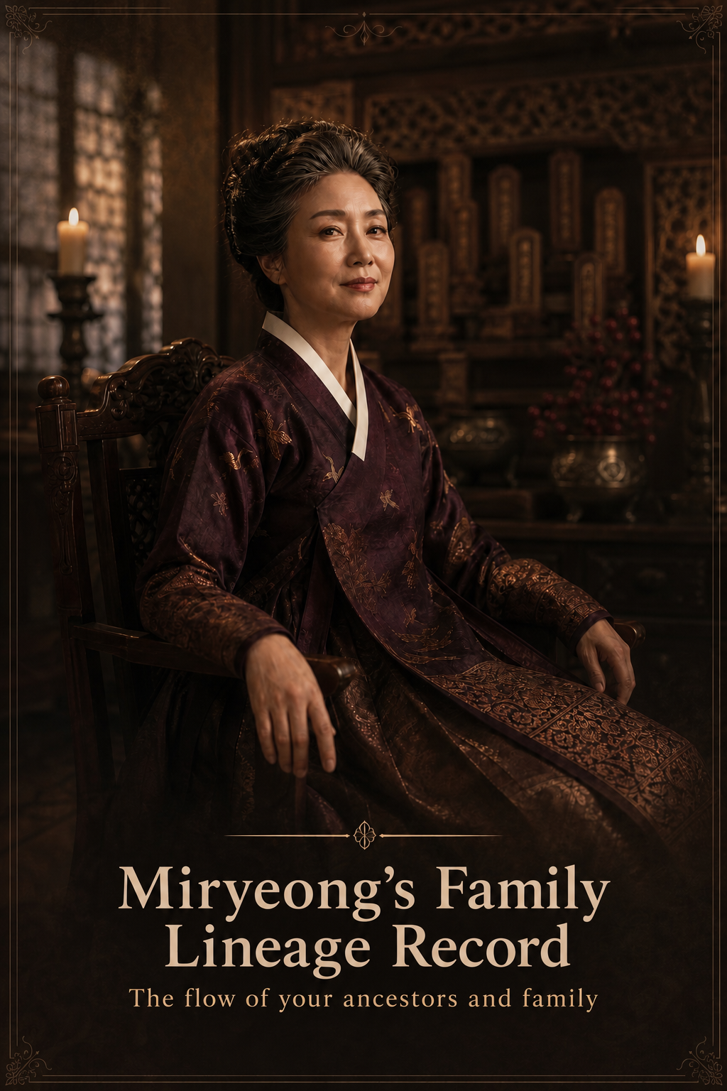 Miryeong's Family Lineage Record · The flow of your ancestors and family